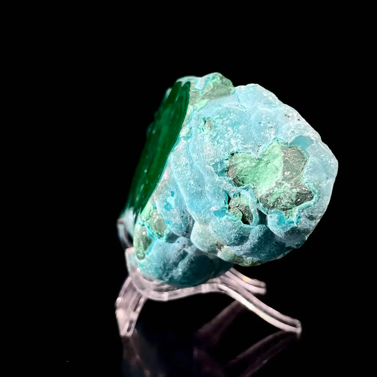 Natural Chrysocolla Crystal Specimen on Matrix | Rare Copper Silicate Mineral | Vibrant Blue-Green Mineral Collection Piece | 560 g | 13*6.5*3.5 cm