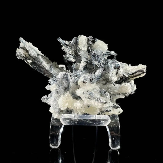 A864-Stibnite with Sphalerite Association Crystal Cluster | Natural Sulfide Mineral Specimen from Guizhou, China | 75 g | 8*4.5*4.5 cm