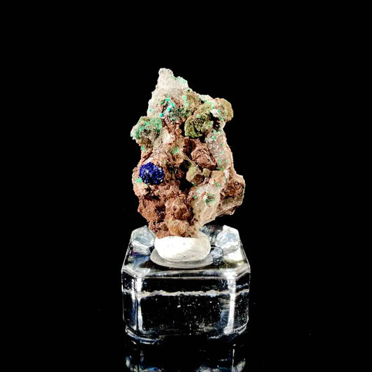 B36-Anhui Azurite with Malachite Crystals on Matrix | Natural Copper Mineral Specimen | Rare Association Piece | 6 g | 3.5*2.5*1  cm