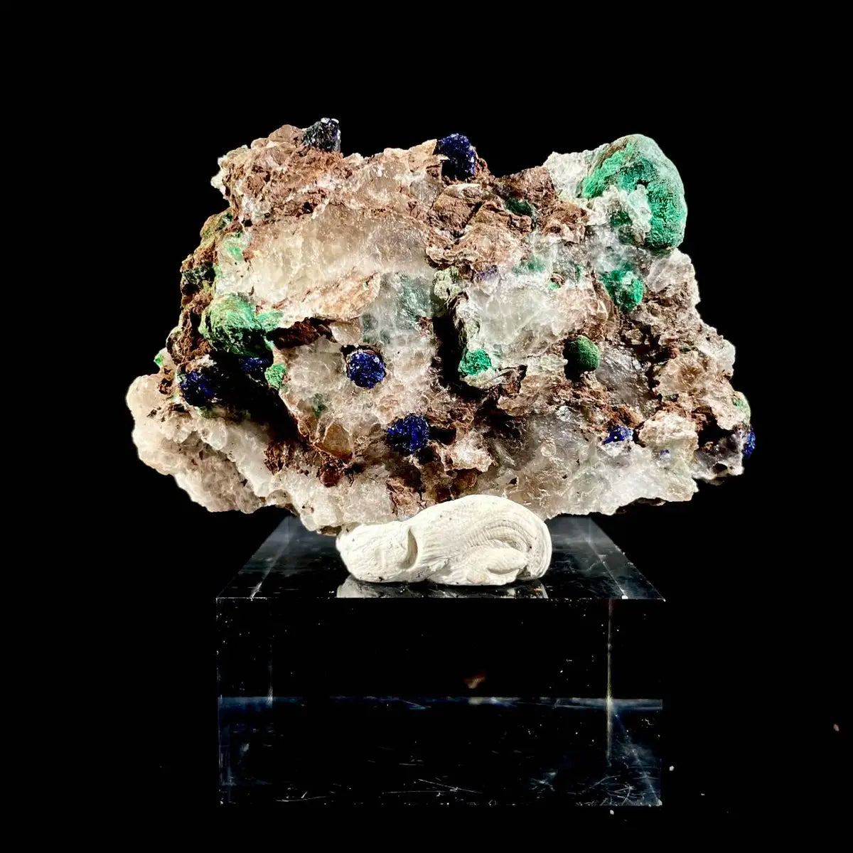 Anhui Azurite with Malachite Crystals on Matrix | Natural Copper Mineral Specimen | Rare Association Piece | 66 g | 8*5*1 cm