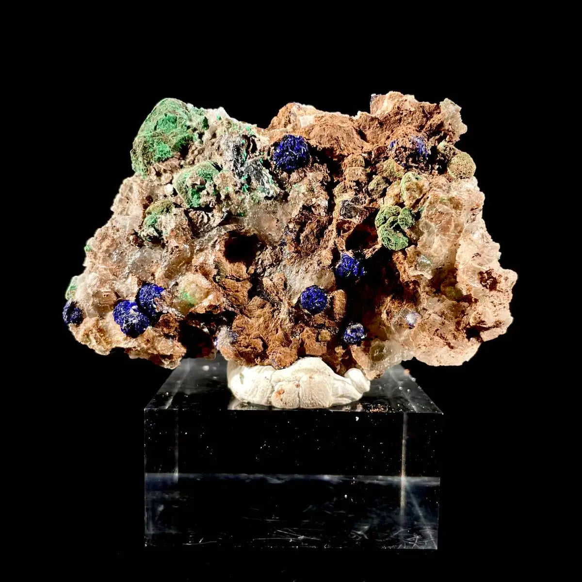 Anhui Azurite with Malachite Crystals on Matrix | Natural Copper Mineral Specimen | Rare Association Piece | 66 g | 8*5*1 cm