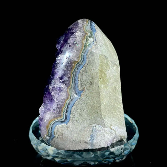 A444-Natural Uruguay Amethyst Crystal Cluster on Matrix | Rare Quartz Mineral Specimen | Mineral Collection | 630 g | 9*8*7 cm