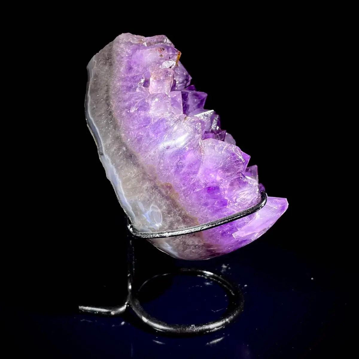 Natural Crystal-Shaped Amethyst Cluster on Stand | Museum Grade Display Mineral Specimen | Decorative Home & Office Decor | 920 g | 9*14.5*6.5 cm