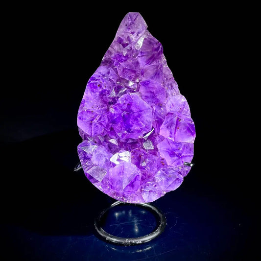 A496-Natural Crystal-Shaped Amethyst Cluster on Stand | Museum Grade Display Mineral Specimen | Decorative Home & Office Decor | 1130 g | 18.5*9*8 cm