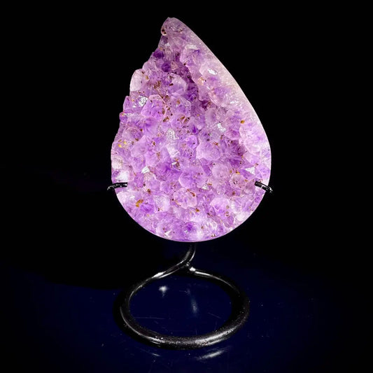 A489-Natural Crystal-Shaped Amethyst Cluster on Stand | Museum Grade Display Mineral Specimen | Decorative Home & Office Decor | 950 g | 17*9*5 cm