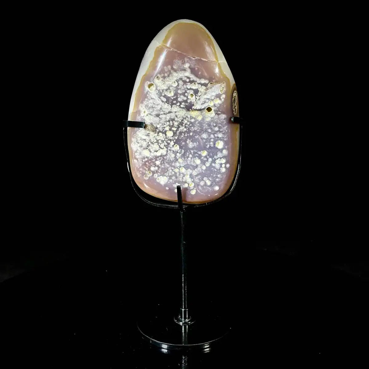 Natural Amethyst Crystal Cluster on metal Stand | Museum Grade Display Mineral Specimen | Decorative Home & Office Stone Decor | 1040 g | 14*8*5 cm