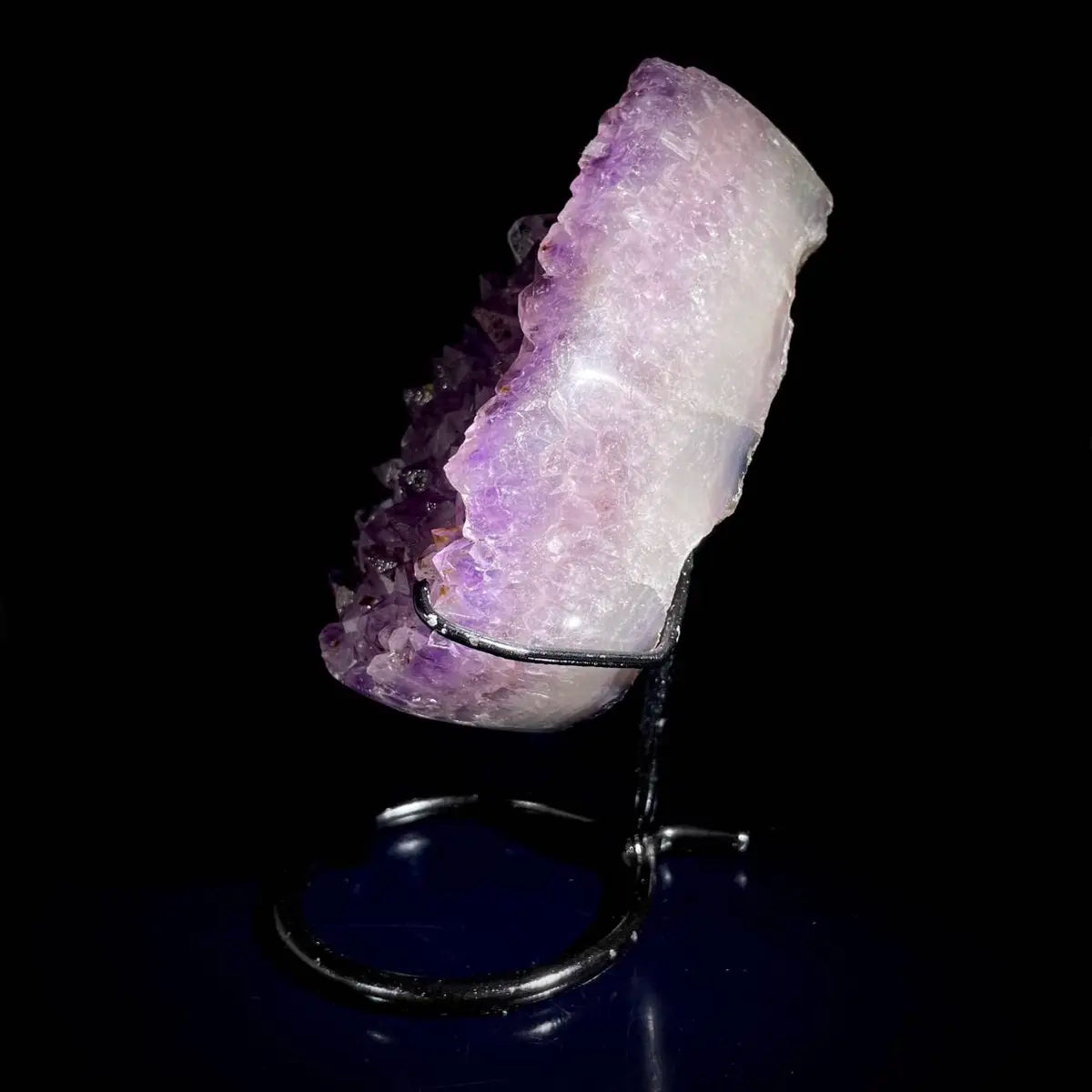 Natural Crystal-Shaped Amethyst Cluster on Stand | Museum Grade Display Mineral Specimen | Decorative Home & Office Decor | 950 g | 17*9*5 cm