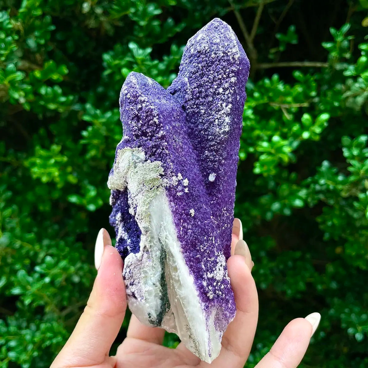 Natural Calcite Crystal Cluster with Purple Mineral Coating | 320g | 13.5× 6× 3.5cm | Carbonate Minerals | Inner Mongolia, China