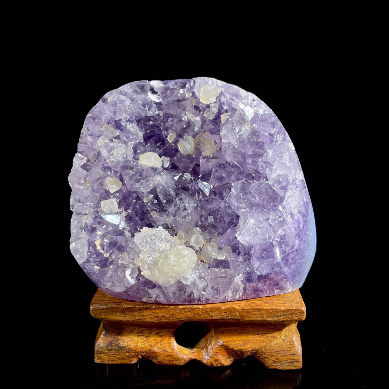 Natural Uruguayan Amethyst Crystal Cluster with Calcite Association | 780g | 8× 9.5 × 6cm | Quartz & Carbonate Mineral Specimen | Uruguay