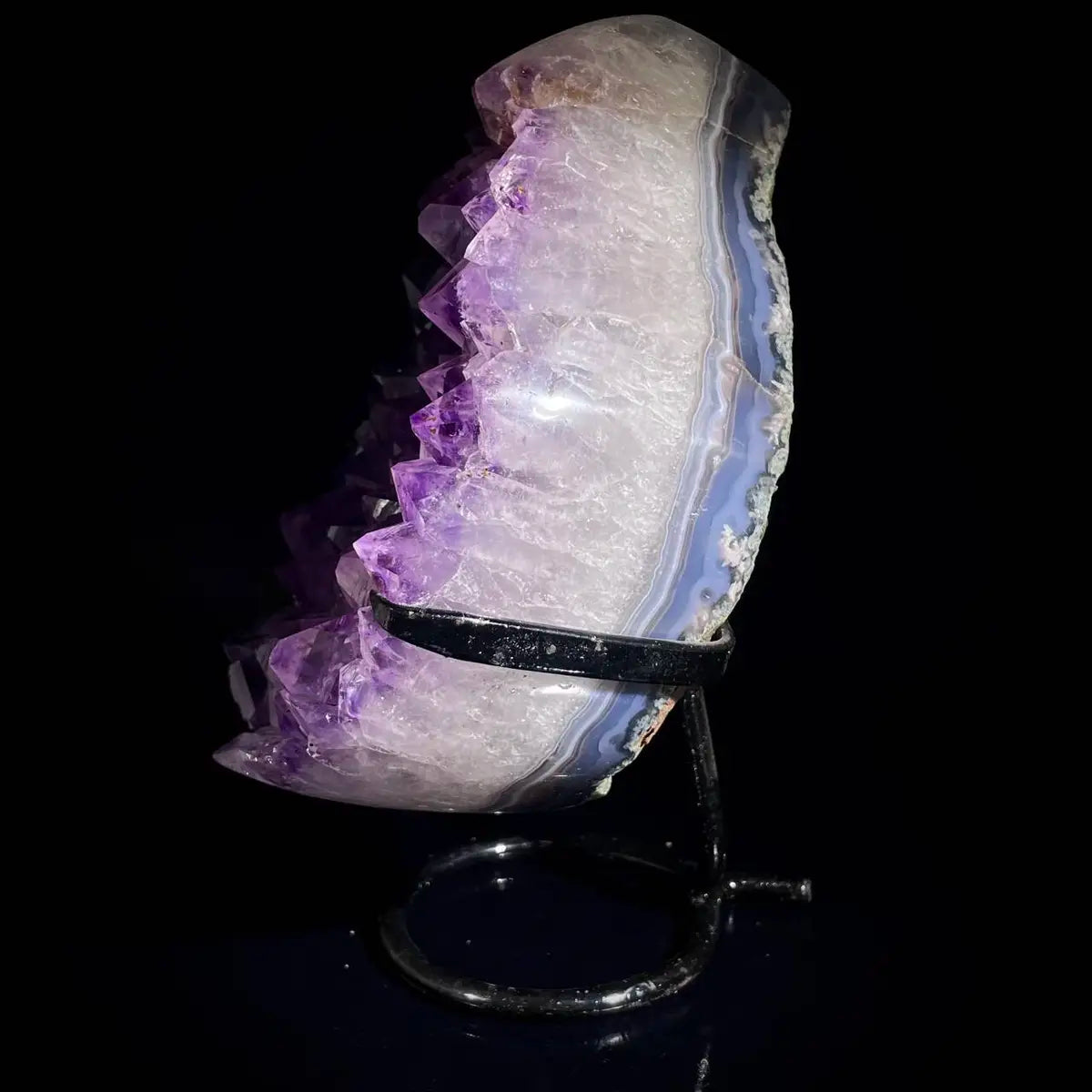 Natural Crystal-Shaped Amethyst Cluster on Stand | Museum Grade Display Mineral Specimen | Decorative Home & Office Decor | 2720 g | 21*13*10 cm