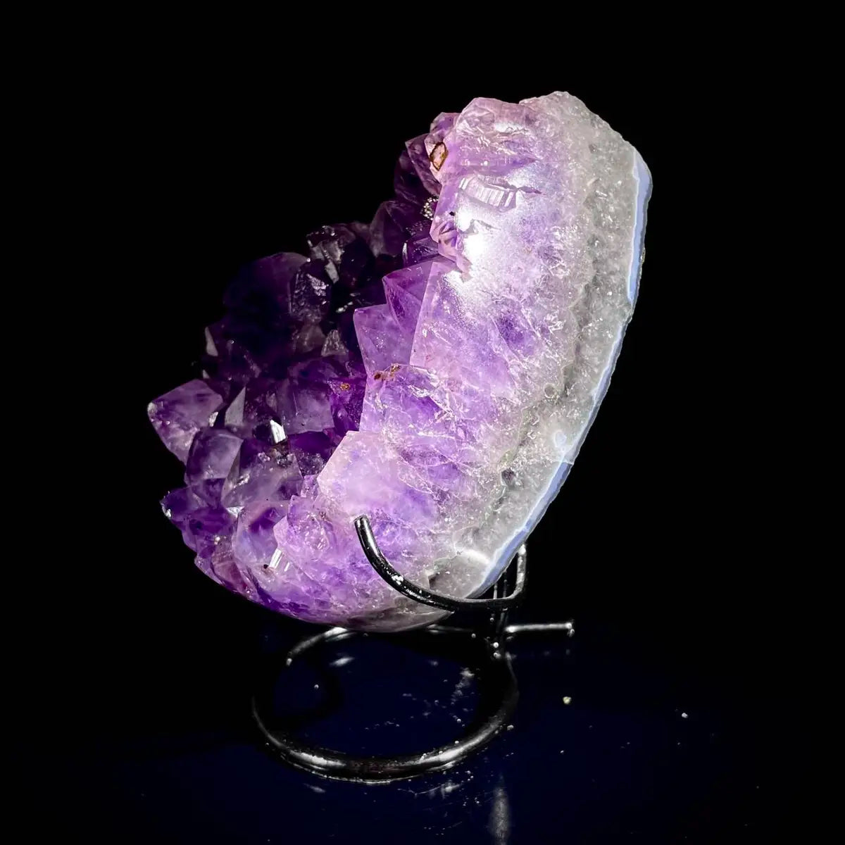 Natural Crystal-Shaped Amethyst Cluster on Stand | Museum Grade Display Mineral Specimen | Decorative Home & Office Decor | 920 g | 9*14.5*6.5 cm