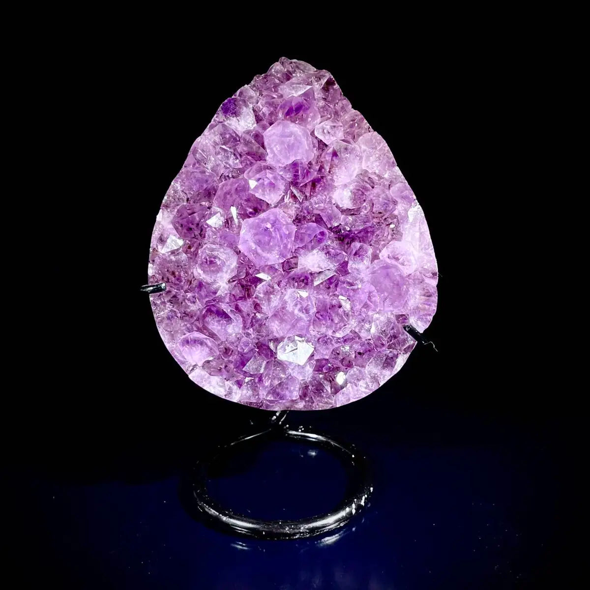 Natural Crystal-Shaped Amethyst Cluster on Stand | Museum Grade Display Mineral Specimen | Decorative Home & Office Decor | 750 g | 14*9.5*4 cm