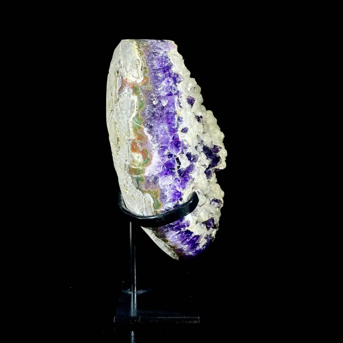 Natural Amethyst Crystal Cluster on metal Stand | Museum Grade Display Mineral Specimen | Decorative Home & Office Stone Decor | 1560 g | 20*1**7 cm