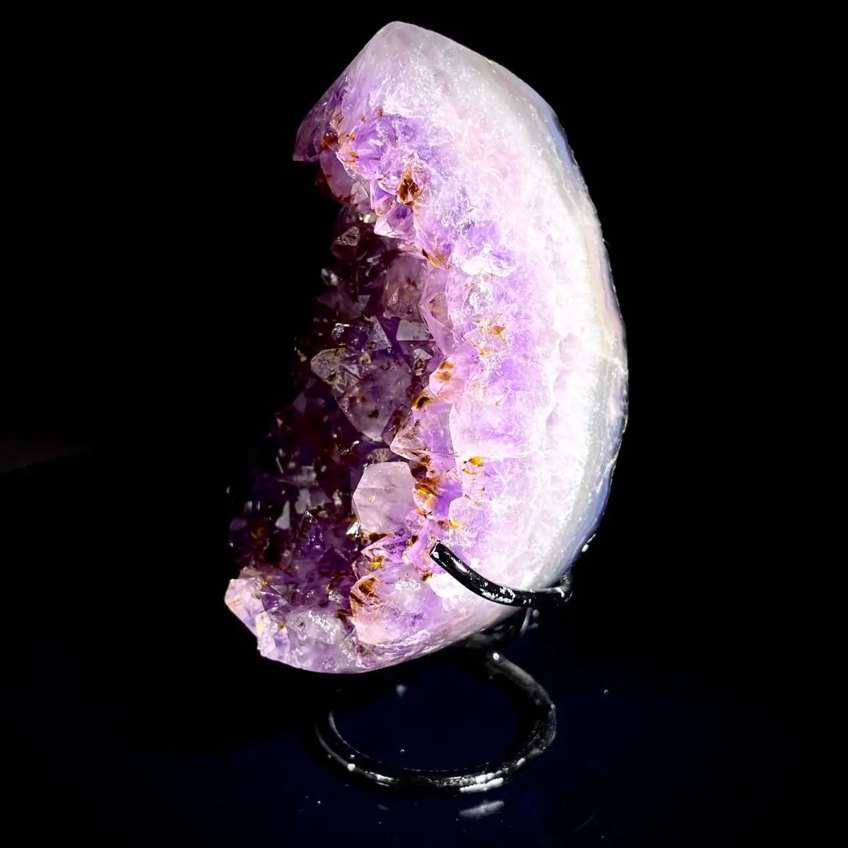 Natural Crystal-Shaped Amethyst Cluster on Stand | Museum Grade Display Mineral Specimen | Decorative Home & Office Decor | 600 g | 13*7.5*4.5 cm