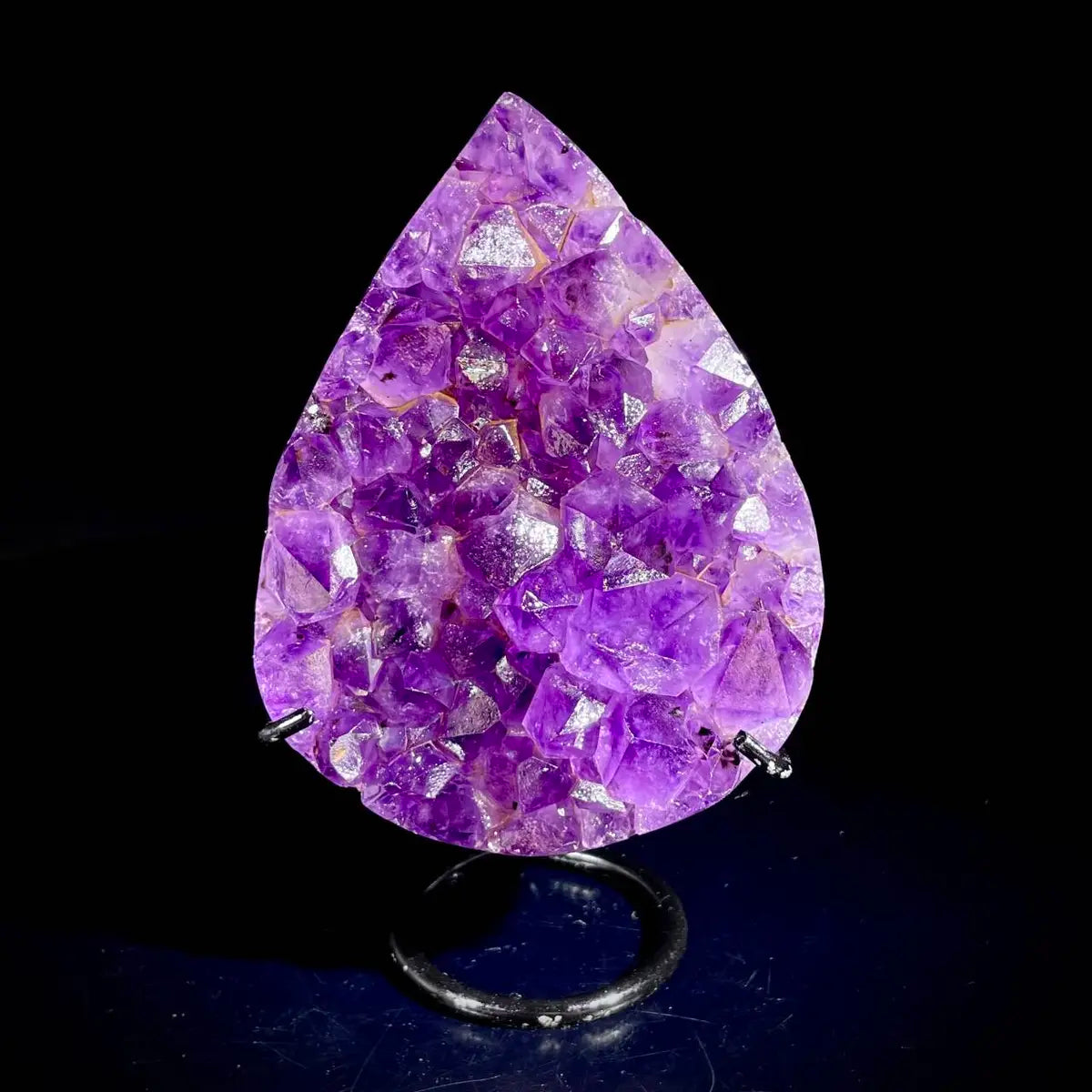 Natural Crystal-Shaped Amethyst Cluster on Stand | Museum Grade Display Mineral Specimen | Decorative Home & Office Decor | 600 g | 13*8*5 cm