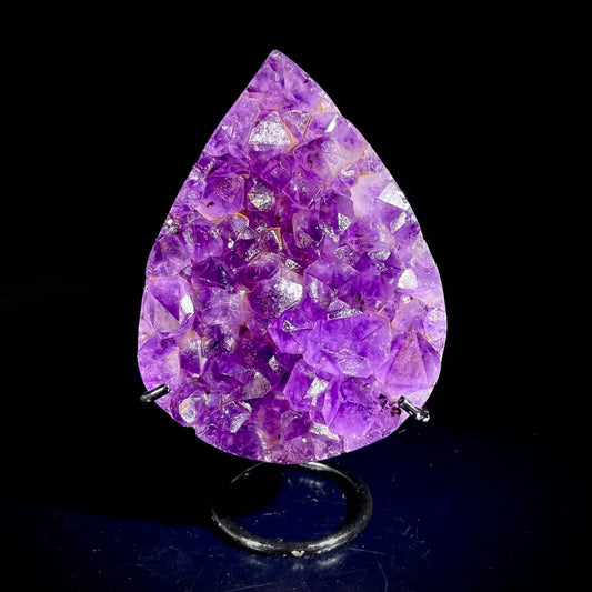 A492-Natural Crystal-Shaped Amethyst Cluster on Stand | Museum Grade Display Mineral Specimen | Decorative Home & Office Decor | 600 g | 13*8*5 cm